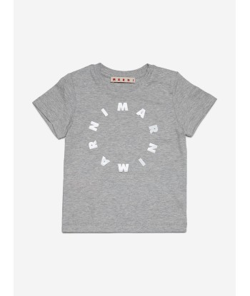 MARNI Baby Round Logo T-Shirt in Grey Amélioration de cerveau avec