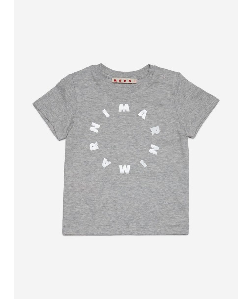 MARNI Baby Round Logo T-Shirt in Grey Amélioration de cerveau avec