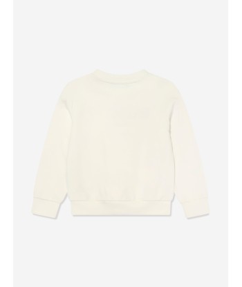 Balmain Girls Paris Logo Sweatshirt in Ivory Fin de série