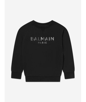 Balmain Kids Paris Logo Sweatshirt in Black pas chere