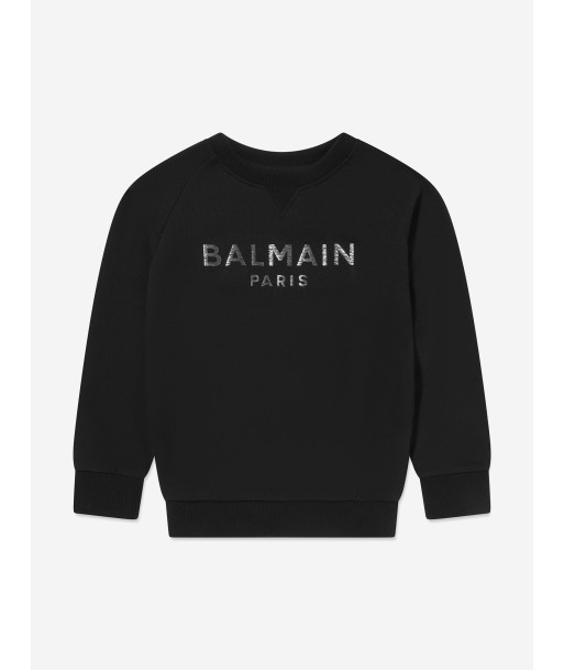 Balmain Kids Paris Logo Sweatshirt in Black pas chere