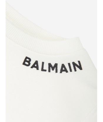 Balmain Girls Logo Sweater Dress in Ivory En savoir plus