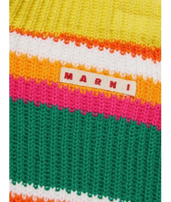 MARNI Girls Striped Knitted Shorts in Orange pas cher 