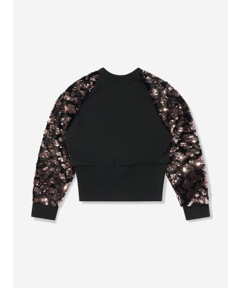 Balmain Girls Sequin Sleeve Sweatshirt in Black pas cheres