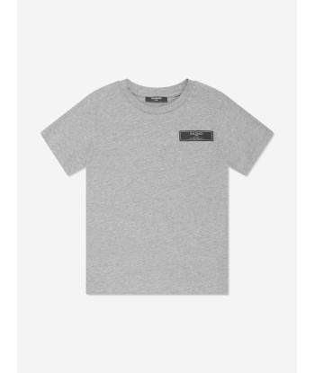 Balmain Kids Logo T-Shirt in Grey 50% de réduction en Octobre 2024