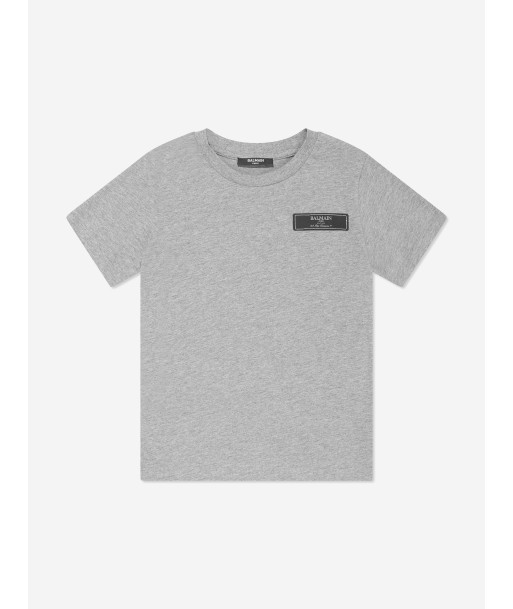 Balmain Kids Logo T-Shirt in Grey 50% de réduction en Octobre 2024