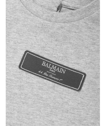 Balmain Baby Long Sleeve T-Shirt in Grey Faites des économies