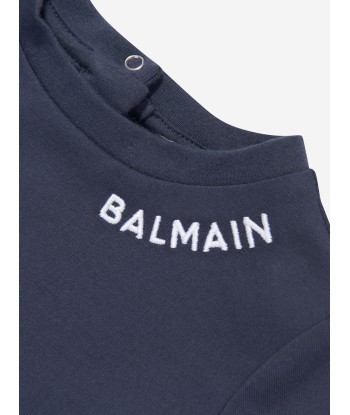 Balmain Baby Logo T-Shirt in Navy basket pas cher