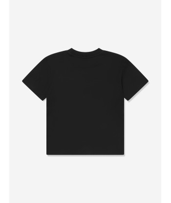 Balmain Kids Paris Logo T-Shirt in Black rembourrage situé sous