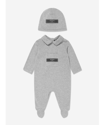 Balmain Baby Logo Babygrow Set in Grey Vous souhaitez 