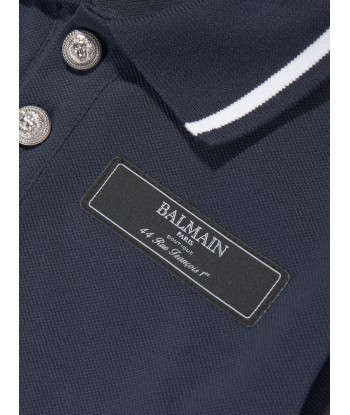 Balmain Boys Long Sleeve Polo Shirt in Navy suggérées chez