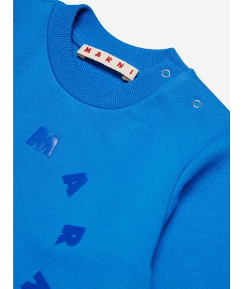 MARNI Baby Round Logo Sweatshirt in Blue Vous souhaitez 