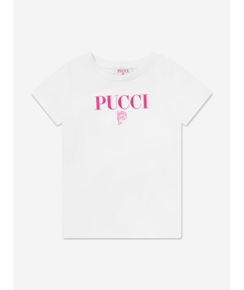 Pucci Girls Logo T-Shirt in Ivory en ligne des produits 