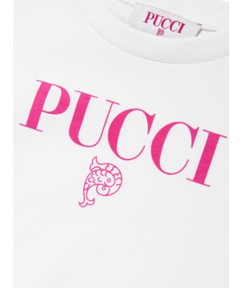 Pucci Girls Logo T-Shirt in Ivory en ligne des produits 