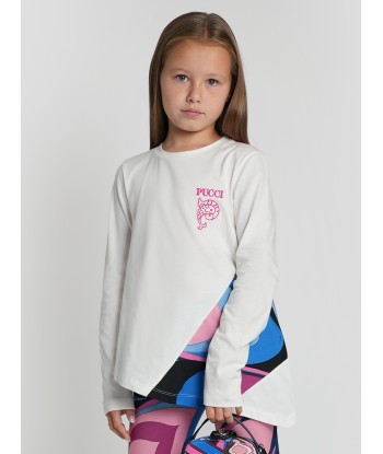 Pucci Girls Long Sleeve T-Shirt in Ivory du meilleur 