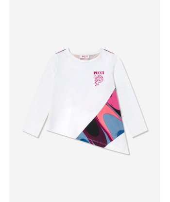 Pucci Girls Long Sleeve T-Shirt in Ivory du meilleur 