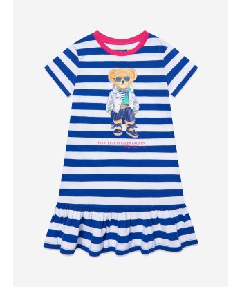 Ralph Lauren Girls Striped Bear Dress in Blue Les magasins à Paris