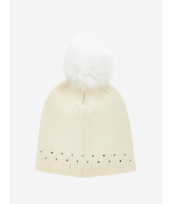 Monnalisa Baby Girls Wool Diamante Bobble Hat in Ivory En savoir plus