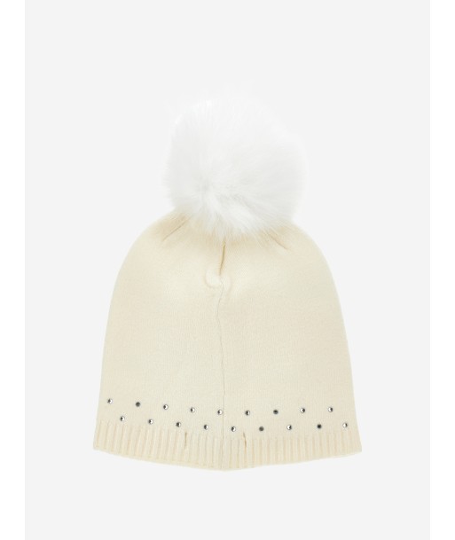 Monnalisa Baby Girls Wool Diamante Bobble Hat in Ivory En savoir plus