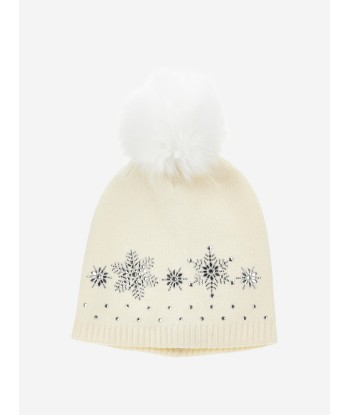 Monnalisa Baby Girls Wool Diamante Bobble Hat in Ivory En savoir plus