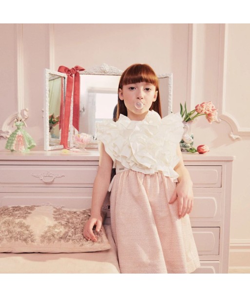 Jessie And James Girls Jabot Dress in Pink Jusqu'à 80% De Réduction