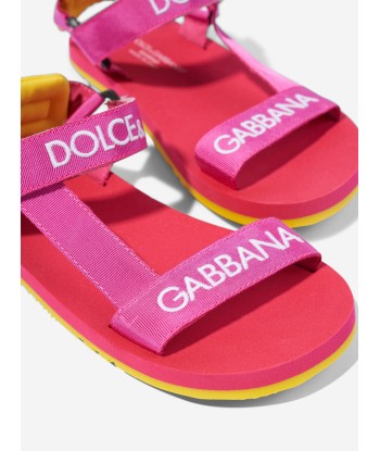 Dolce & Gabbana Girls Logo Strap Sandals in Pink pas cheres