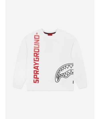 Sprayground Boys Spray Basic Crew Neck Sweatshirt in White Fin de série