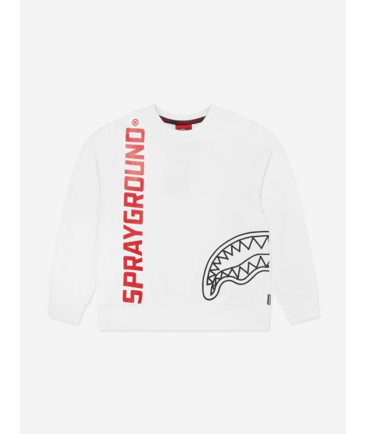 Sprayground Boys Spray Basic Crew Neck Sweatshirt in White Fin de série