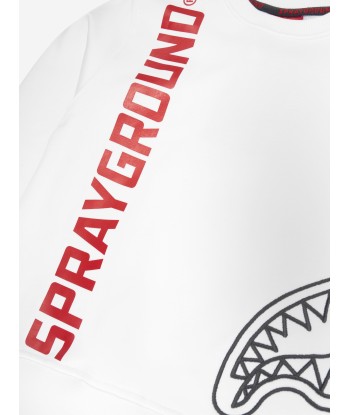 Sprayground Boys Spray Basic Crew Neck Sweatshirt in White Fin de série