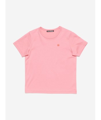 Acne Studios Kids Nash Face T-Shirt in Pink destockage