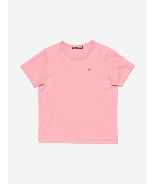 Acne Studios Kids Nash Face T-Shirt in Pink destockage