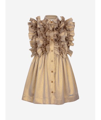 Jessie And James Girls Ripple Dress in Gold sur le site 