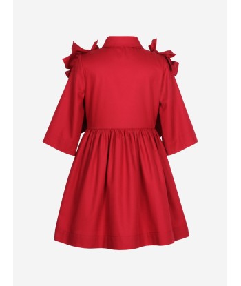 Jessie And James Girls Ripple Dress With Sleeves in Red En savoir plus