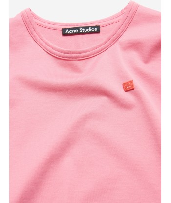 Acne Studios Kids Nash Face T-Shirt in Pink destockage