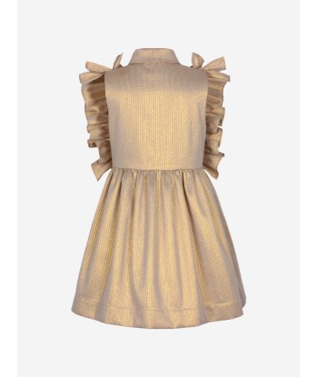 Jessie And James Girls Ripple Dress in Gold sur le site 