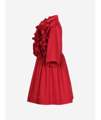 Jessie And James Girls Ripple Dress With Sleeves in Red En savoir plus