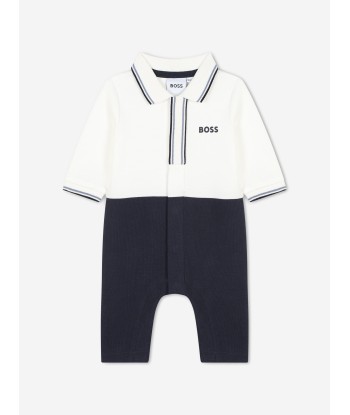 BOSS Baby Boys Polo Romper in Navy outlet