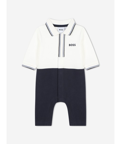 BOSS Baby Boys Polo Romper in Navy outlet