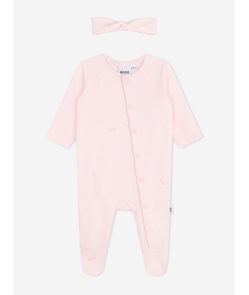 BOSS Baby Girls Babygrow And Headband Set in Pink brillant des détails fins