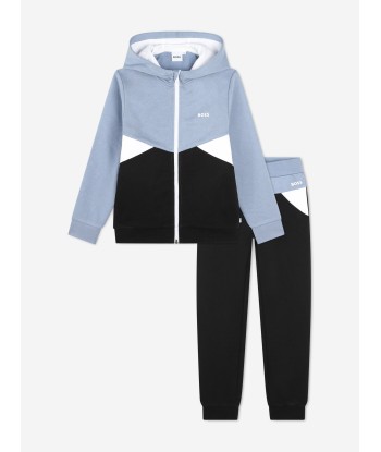 BOSS Boys Colourblock Tracksuit in Black de pas cher