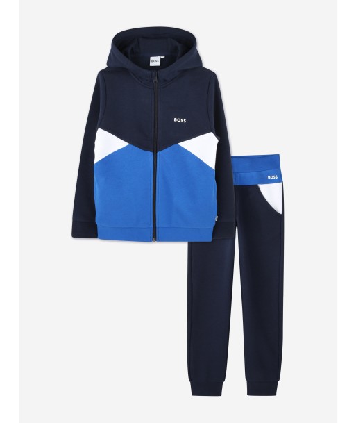 BOSS Boys Colourblock Tracksuit in Navy destockage