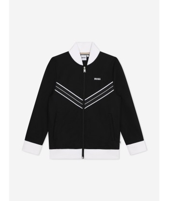 BOSS Boys Logo Zip Up Cardigan in Black sur le site 