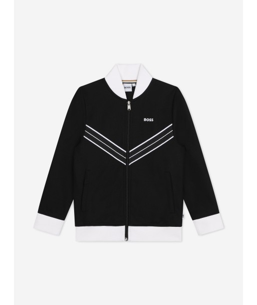 BOSS Boys Logo Zip Up Cardigan in Black sur le site 