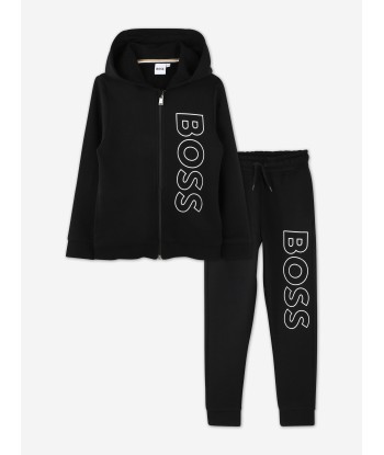 BOSS Boys Logo Tracksuit in Black de technologie