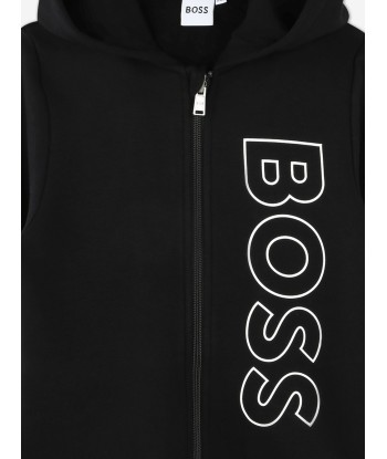 BOSS Boys Logo Tracksuit in Black de technologie