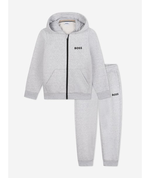 BOSS Boys Logo Tracksuit in Grey en linge