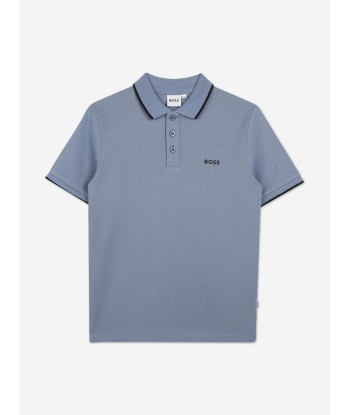 BOSS Boys Regular Fit Logo Polo Shirt in Grey Fin de série