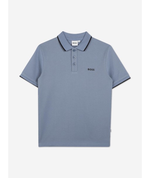 BOSS Boys Regular Fit Logo Polo Shirt in Grey Fin de série