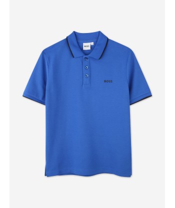 BOSS Boys Regular Fit Logo Polo Shirt in Blue en ligne