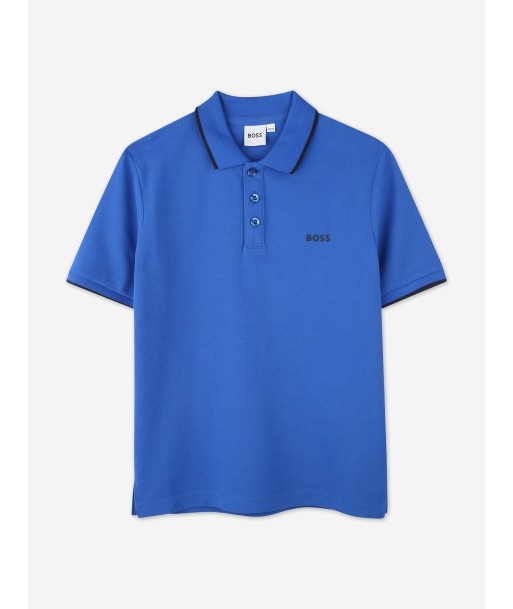 BOSS Boys Regular Fit Logo Polo Shirt in Blue en ligne